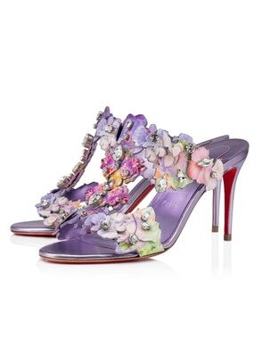 Christian Louboutin Flora 85mm crystal accent wedding heels RETAIL 2,995